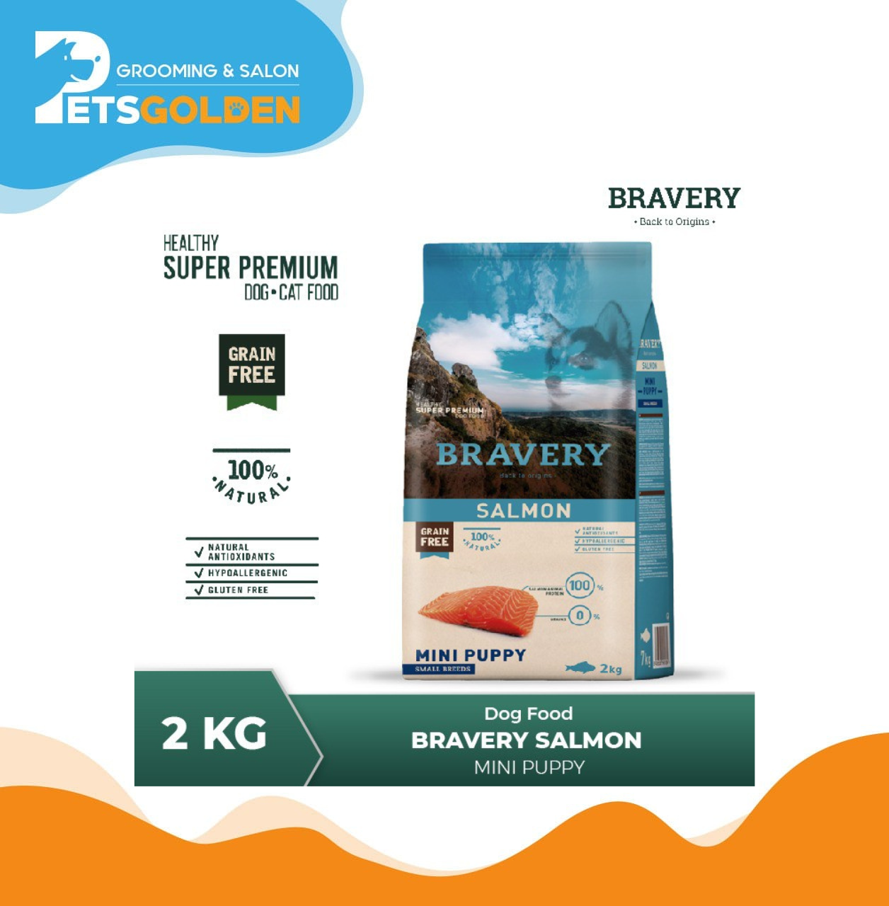 Bravery Dog Mini Puppy Salmon 2 Kg