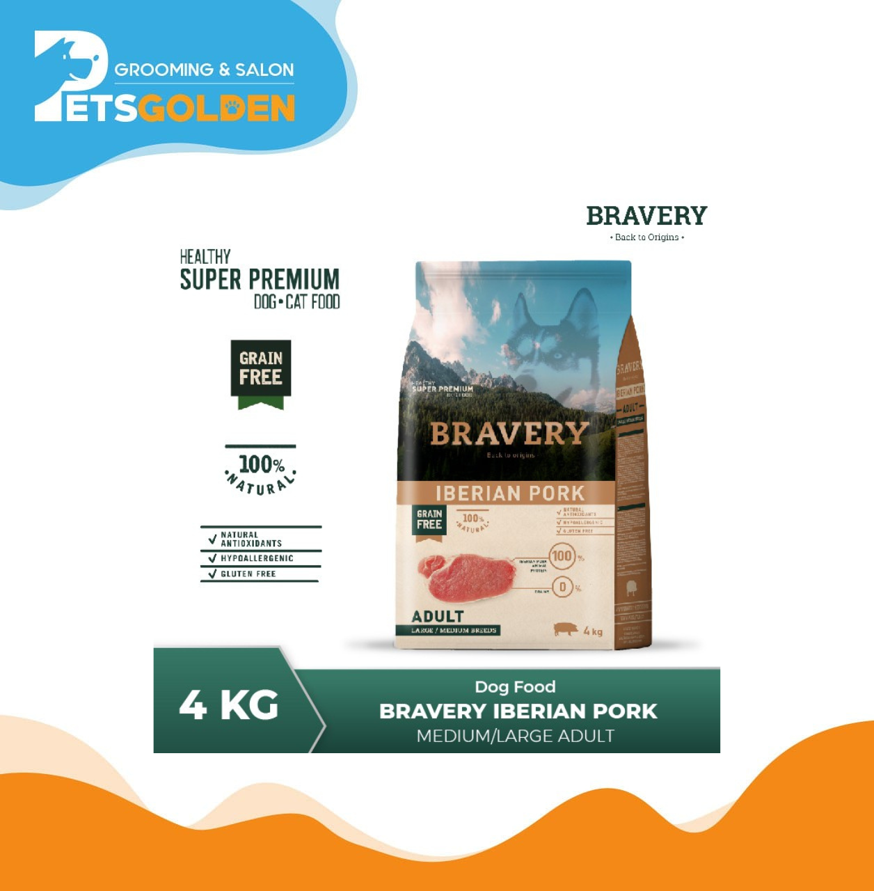 Bravery Dog Medium Large Adult Iberian Pork 4 Kg