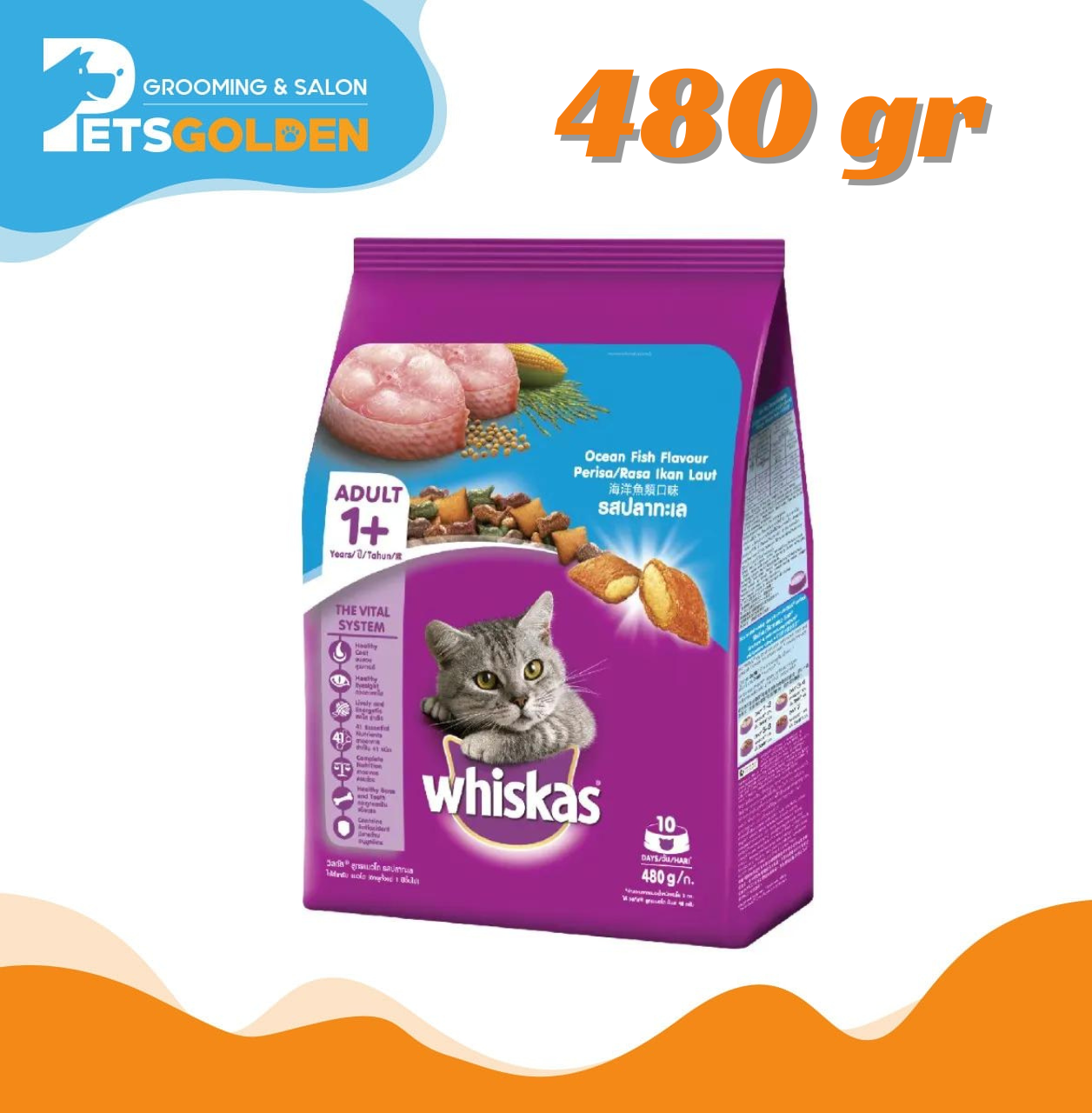 Whiskas Adult Ocean Fish 480 Gram