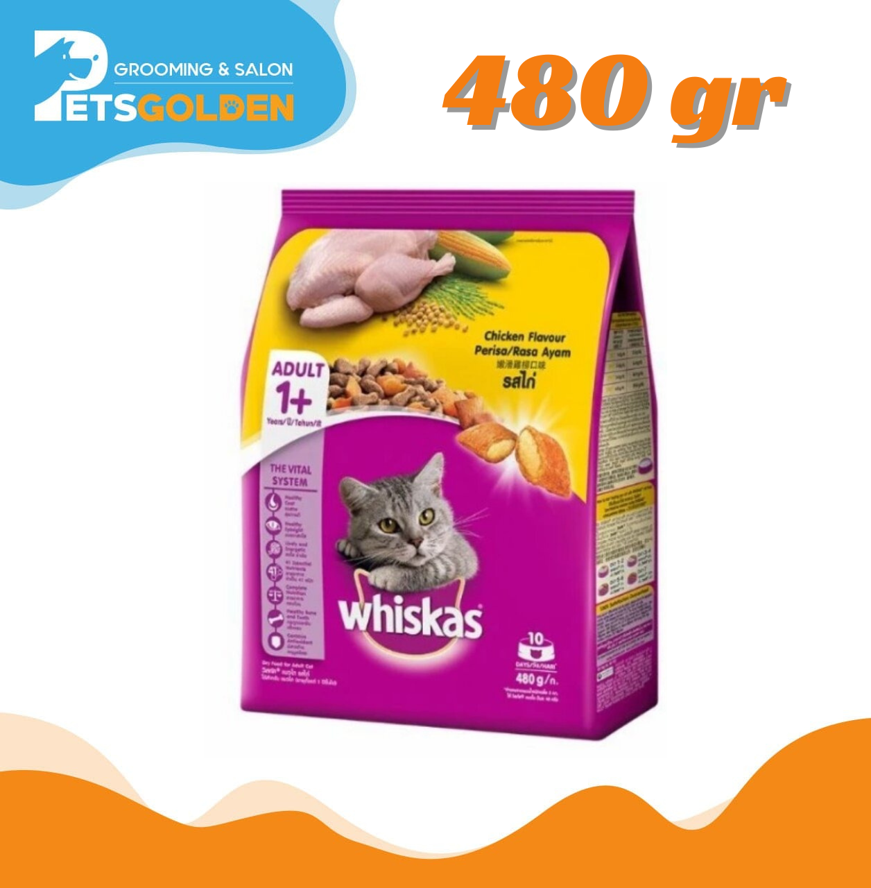 Whiskas Adult Chicken 480 Gram