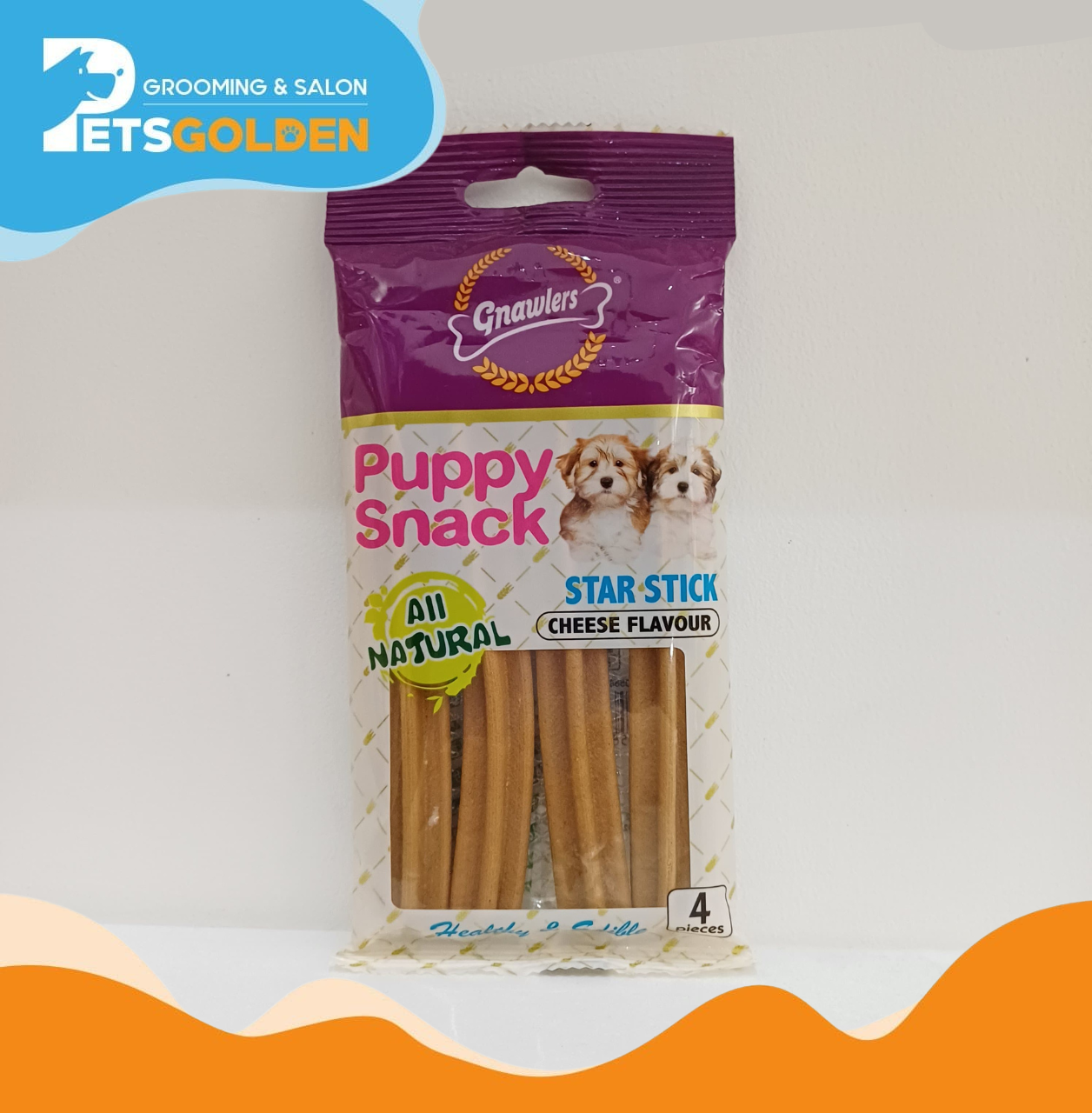 Gnawlers Puppy Snack Star Stick Cheese Flavour 80 Gr