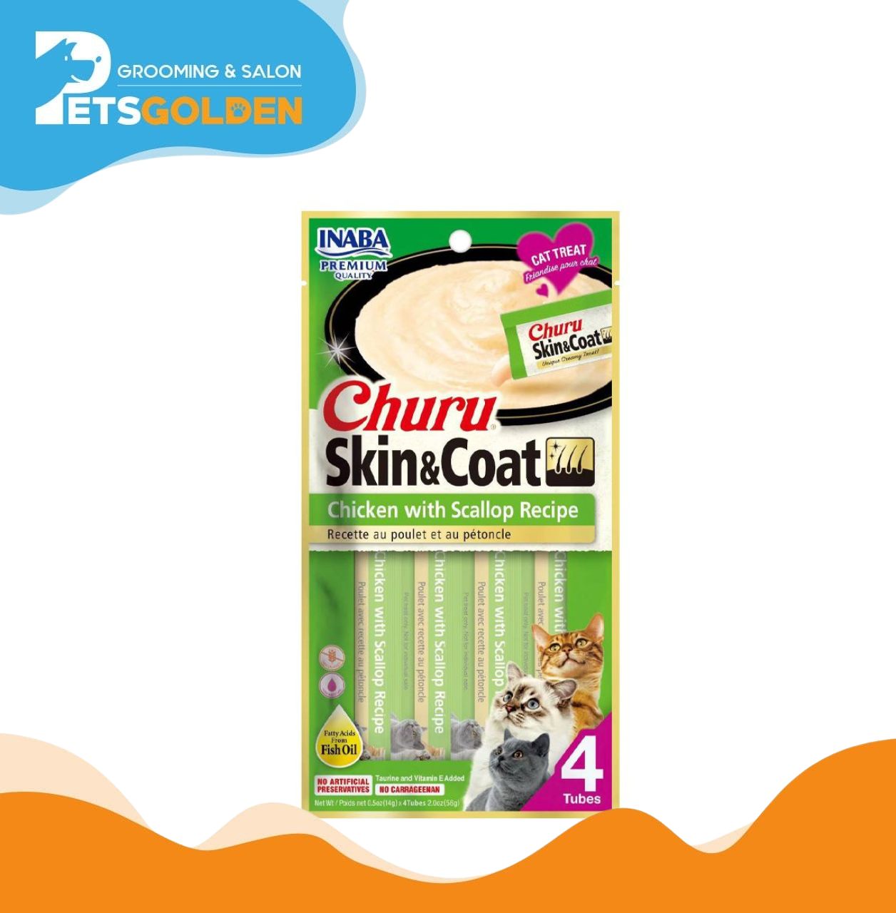Ciao Churu Skin & Coat Chicken With Scallop Recipe 4 Sticks (usa-674)