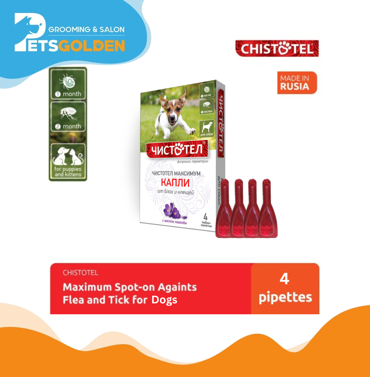 Chistotel Maximum Spot On Against Ticks & Flea For Dogs 1 Box