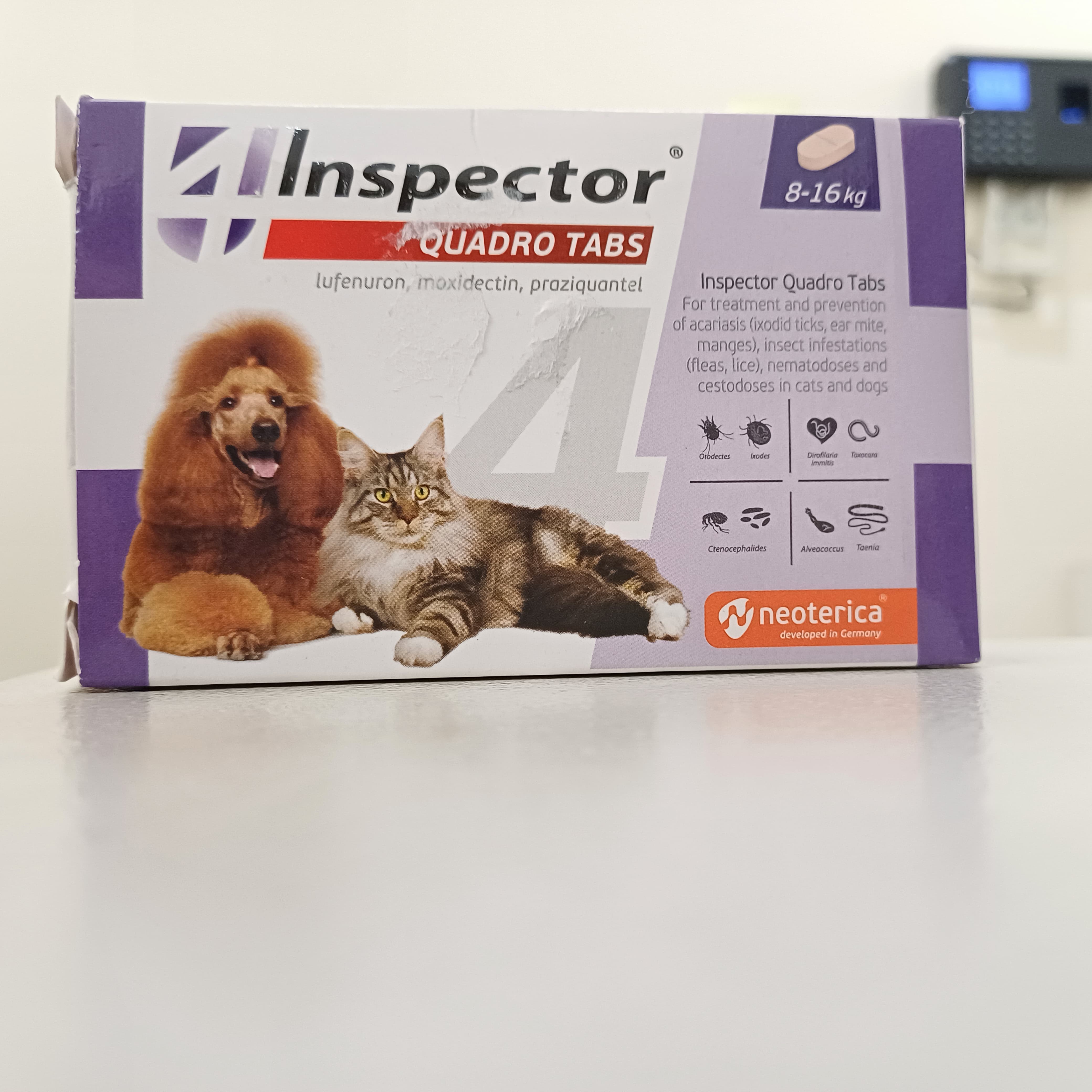 Inspector Quadro Tabs For Cats & Dogs 8 - 16 Kg 1 Box