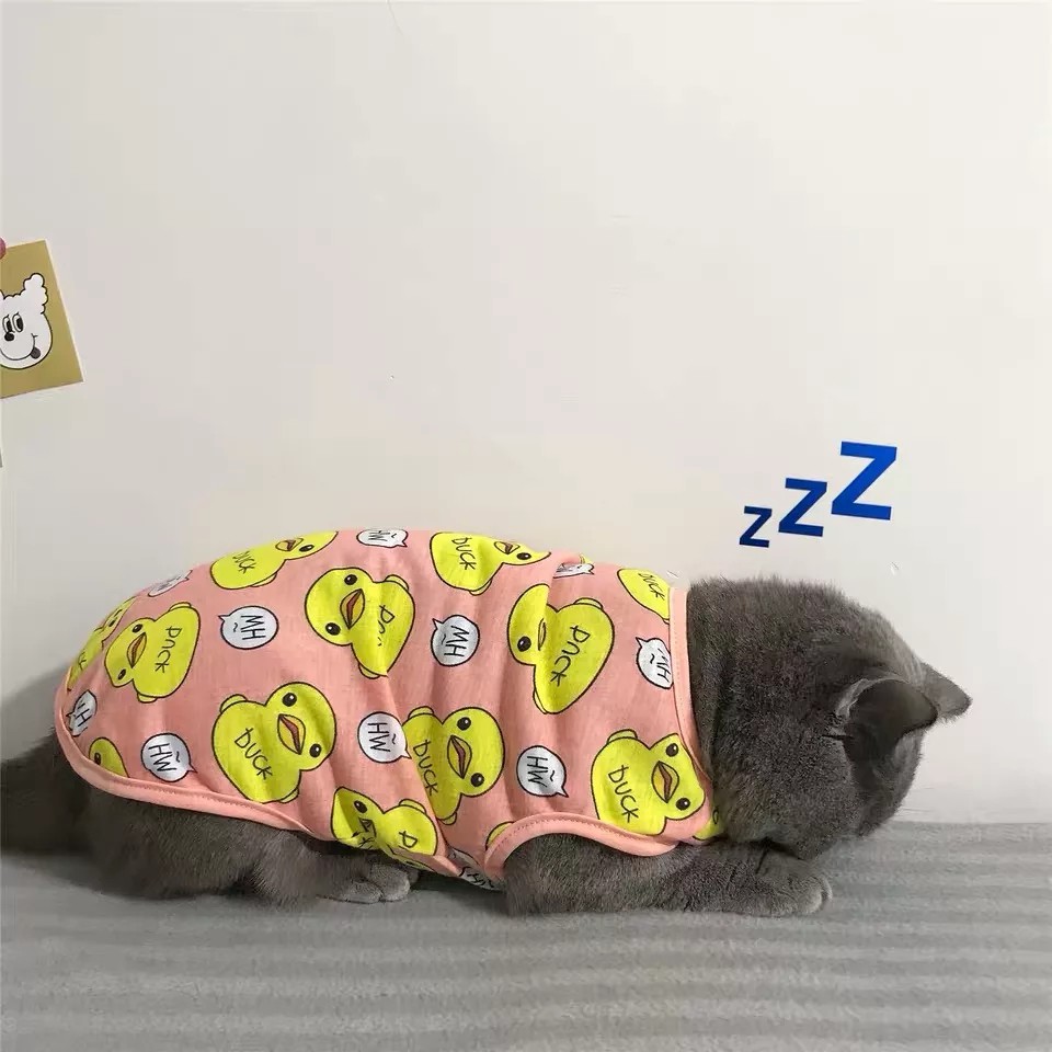 Baju Anjing Kucing Motif Bebek Pink 